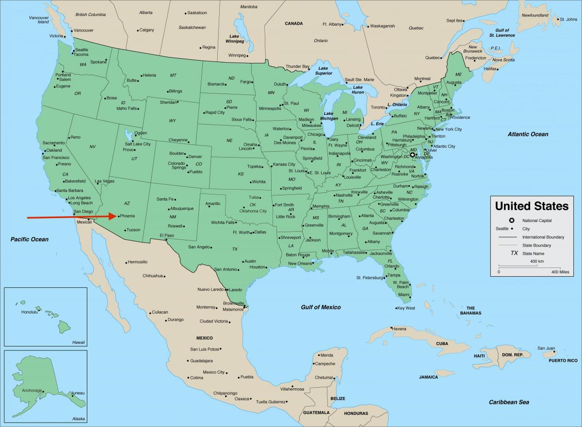 Phoenix on أريزونا - خريطة الولايات المتحدة الأمريكية